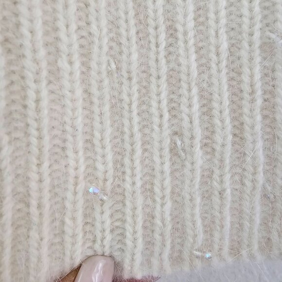 Lauren Ralph Lauren Womens Sz M Cream Turtleneck Sweater Vest Wool Angora Sequin - Picture 4 of 12